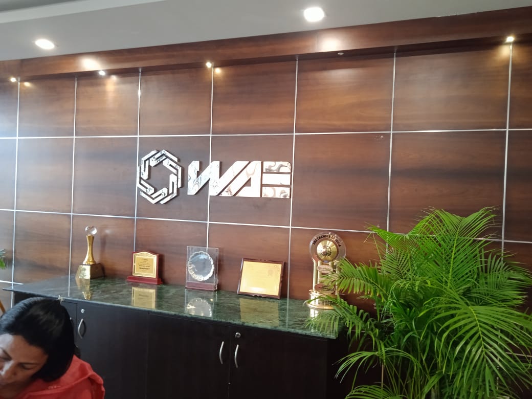 Steel Reception signage